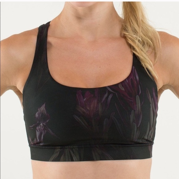 lululemon athletica Other - Lululemon Energy Bra Black Floral Midnight Iris